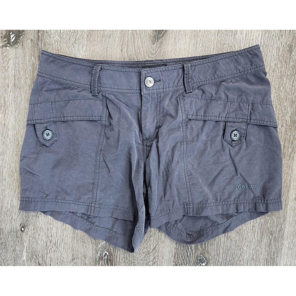 Marmot Women Gray Hiking Shorts Size 12 Cargo Pockets Outdoor Activewear SCC-342